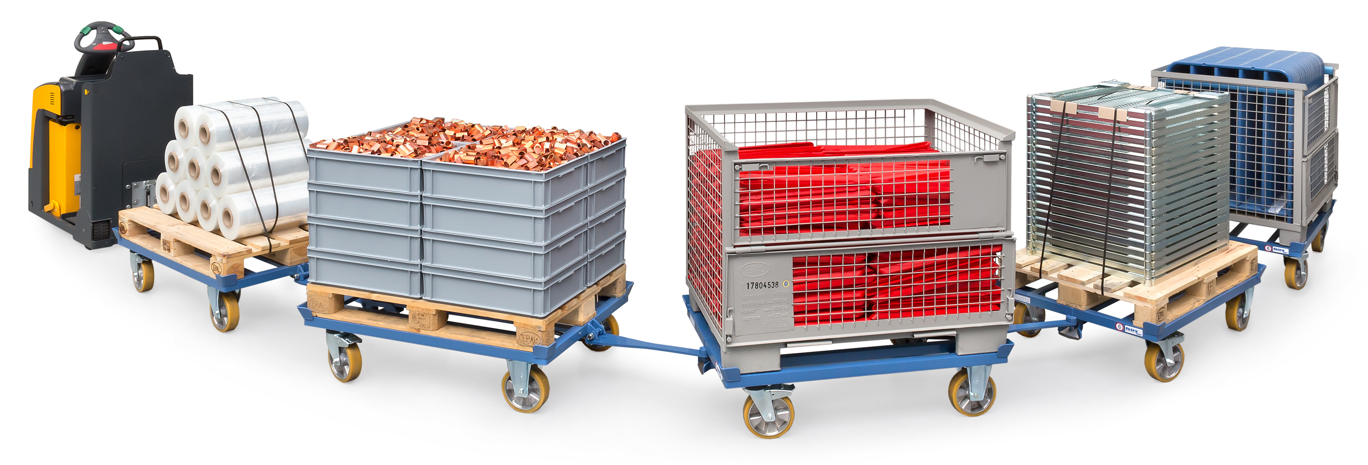 Anwendungsbild Paletten-Fahrgestell als Routenzug