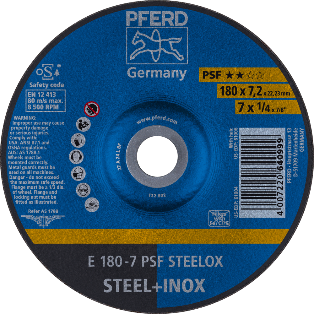 Pferd Schruppscheibe E 180x7,2x22,23 mm Universallinie PSF STEELOX für