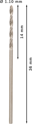 Bosch PRO Metal HSS-G twist drill bit 1.1 mm for metal., Spiralbohrer, Metall, Silberfarben, 1,10 mm, 36 mm Länge