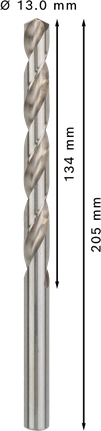 Bosch PRO Metal HSS-G long twist drill bit 13 mm., Spiralbohrer, Metallbohrer, Silberfarben, 16 mm, Zylinderschaft