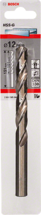 Bosch HSS-G Metallbohrer 12mm DIN 338., Spiralbohrer, HSS-G Stahl, 12 mm Durchmesser, DIN 338, Metallbohrer
