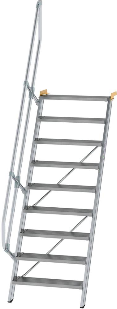 MUNK Aluminium-Industrietreppe mit Handlauf, Neigung 60°, Stufenbreite 600 mm