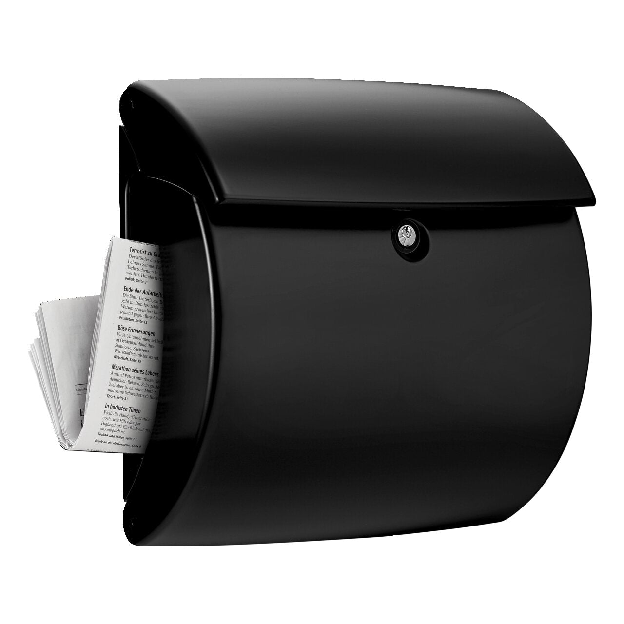 Burg Wächter Briefkasten Kiel 886 S Kunststoff schwarz mit Zeitungsfach