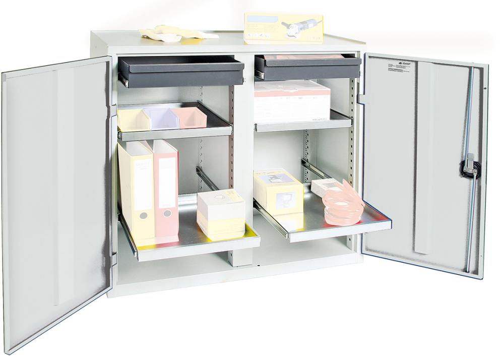 Stumpf Werkzeug- und Materialschrank Serie 3000, 2 Schubladen, 4 Wannenböden und Mitteltrennwand