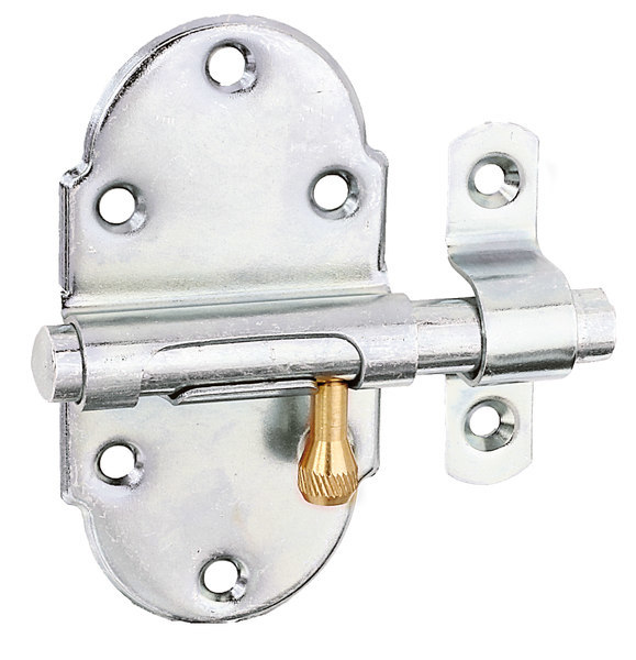 GAH ALBERTS Grendelriegel mit Messing-Knopf mit Feder, galvanisch verzinkt