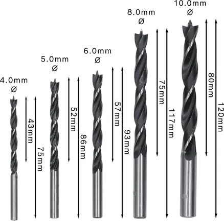 Bosch PRO Wood Brad Point Drill Bit Set, 5 sizes.