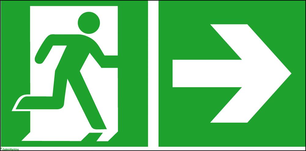 Rettungsweg rechts mit Zusatzzeichen