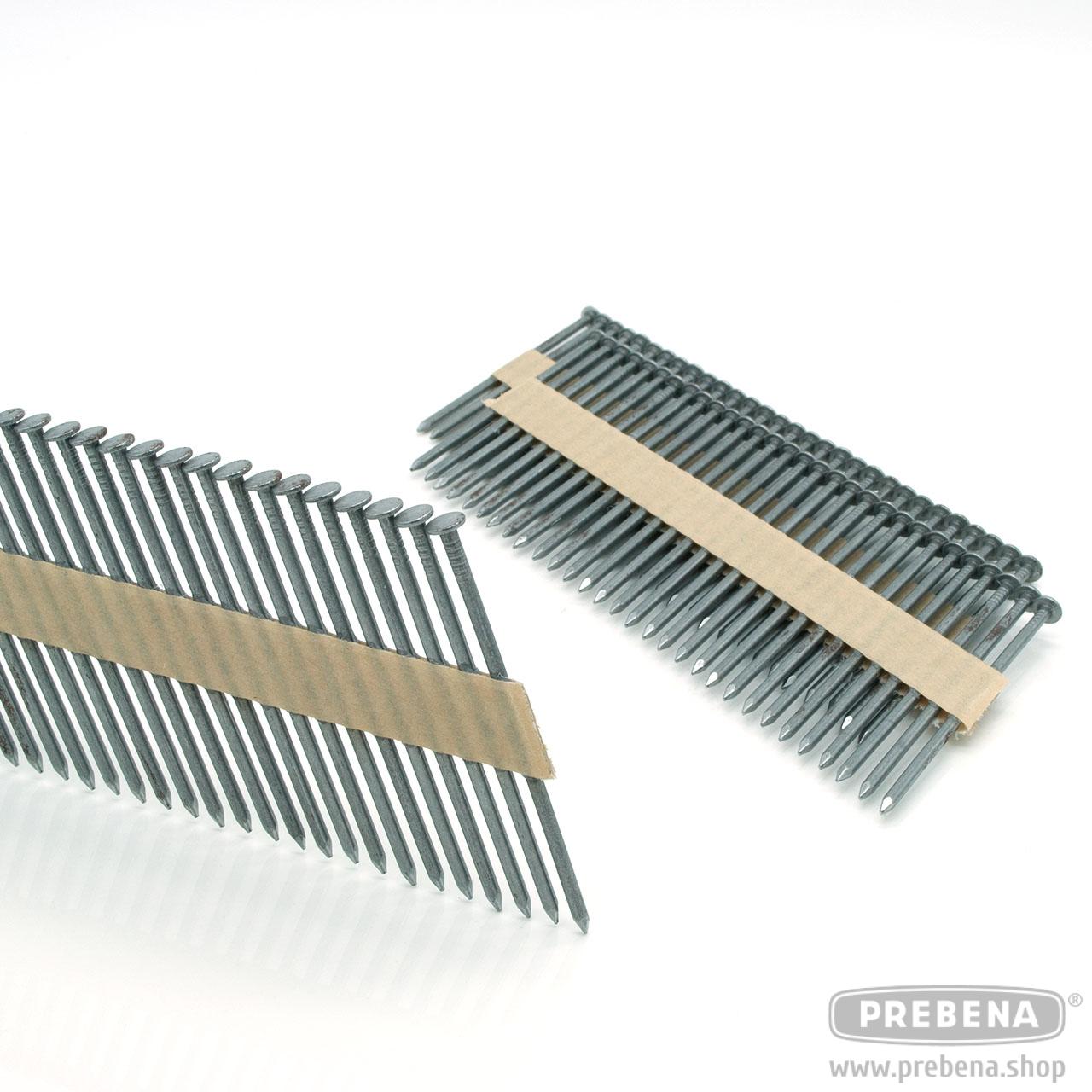 Prebena RKP31/80BK Rundkopf-Streifennägel blank Glattschaft Papiergebunden