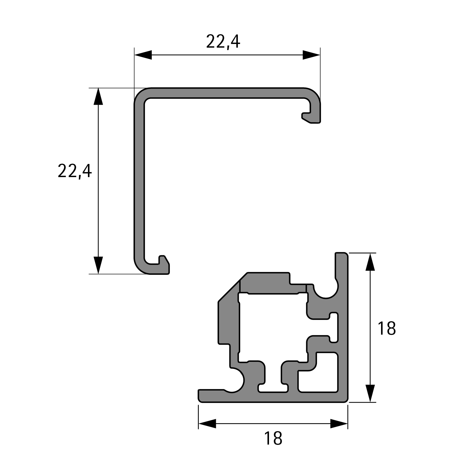 Hettich Beschlagset Glas-Eckprofil und Coverprofil