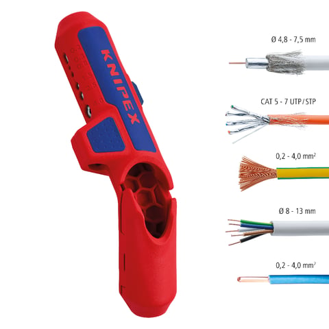 Knipex ErgoStrip® Universal-Abmantelungswerkzeug 16 95 01 SB für Rechtshänder