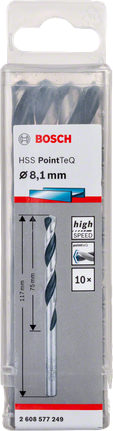 Bosch HSS PointTeQ 8.1mm twist drill bit pack.