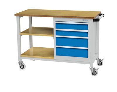 b+h Bedrunka+Hirth Mobile Werkbank 04.512.04A Tiefe 500mm 4 Schubladen 2 Fachböden