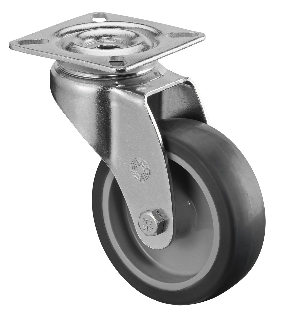 BS Rollen Apparaterolle A300.A80.075 Lenkrolle Gummi 75mm 60x60mm Anschraubplatte Gleitlager 60kg