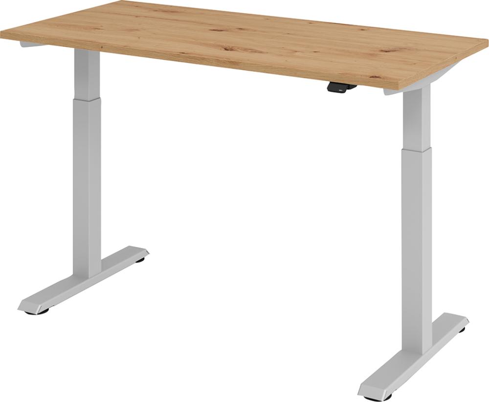 Hammerbacher Sitz-Steh-Schreibtisch B 140 x T 67 cm Asteiche Platte 25mm el. Stufenlos verstellbar