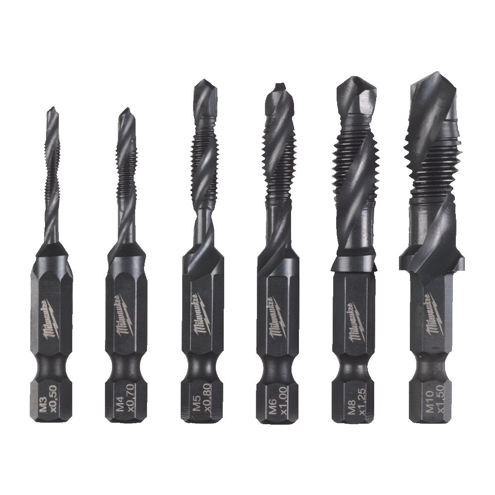 Milwaukee Kombi-Gewindebohrer Set SHOCKWAVE HSS-G 1/4" Hex 6-teilig
