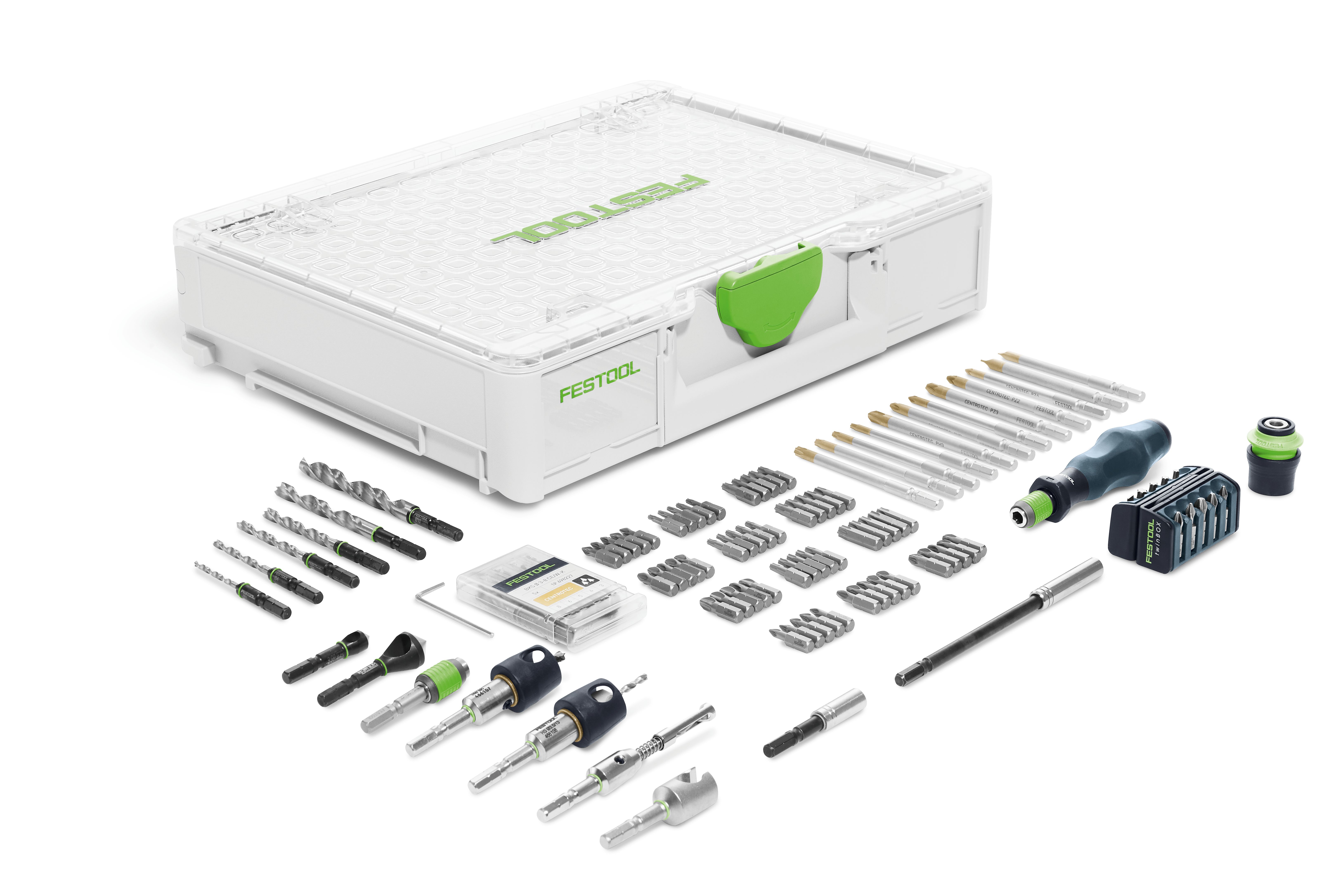 Montagepaket SYS3 M 89 ORG CE-SORT, Schraubendreher-Set, Bits, Bohrer, Koffersystem, FESTOOL-Logo