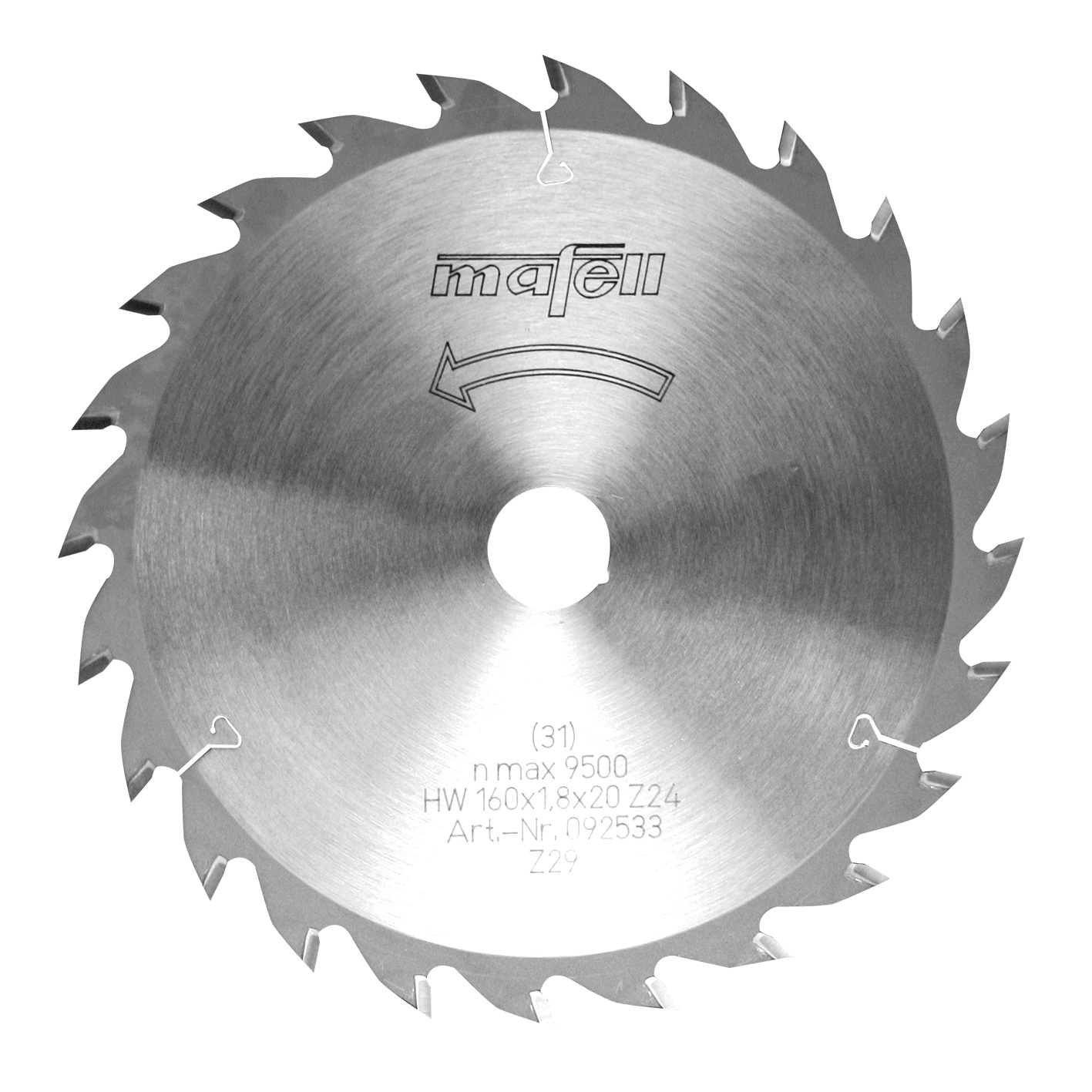 Mafell Sägeblatt-HM, 160 x 1,2 / 1,8 x 20 mm, Z 24, WZ, für universellen Einsatz in Holz Hauptbild
