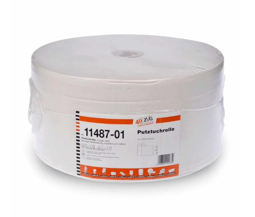ZVG Putztuchrolle 11487-01 2-lagig weiß 2500 Abrisse