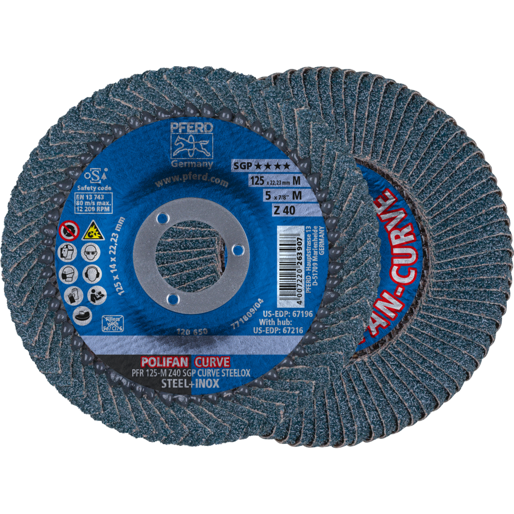 Pferd POLIFAN CURVE Fächerscheibe PFR 125x22,23 mm Breite M Z40 SGP STEELOX für
