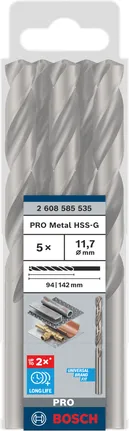 Bosch PRO Metal HSS-G Spiralbohrer-Set, 11,7 mm Durchmesser.