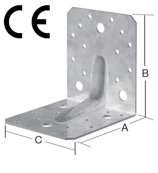 VORMANN Schwerlast-Winkelverbinder gleichschenklig mit Sicke, Edelstahl blank