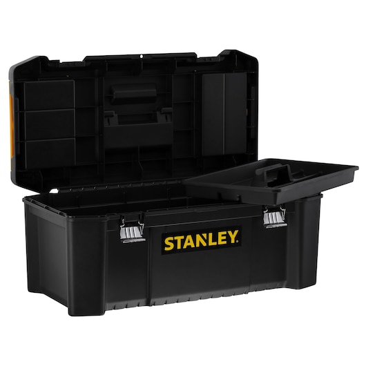 Stanley Kunststoffbox Essential 26 STST82976-1 mit Organizer und Metallverschlüssen
