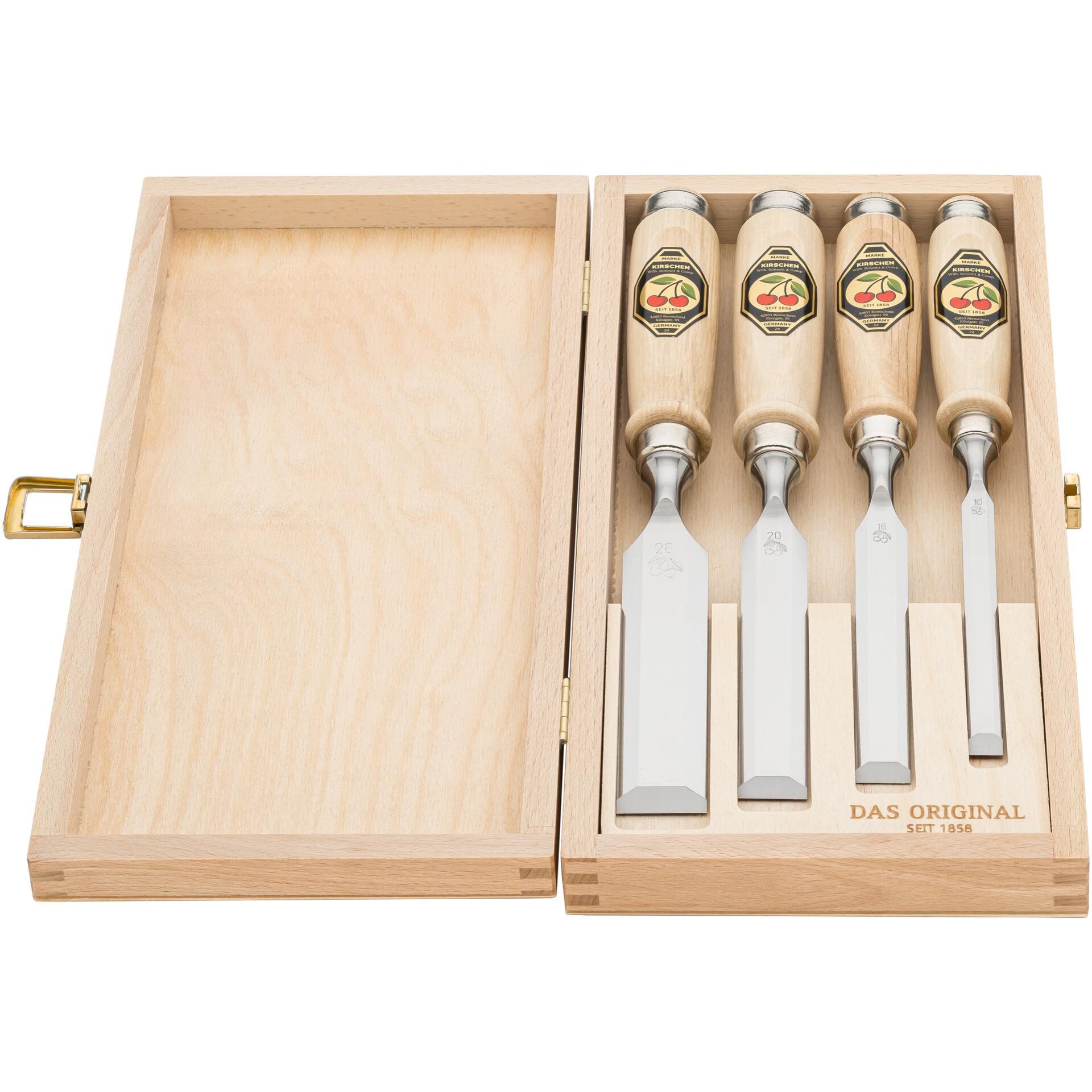 Kirschen Stechbeitelsatz im Holzkasten, 4-tlg.