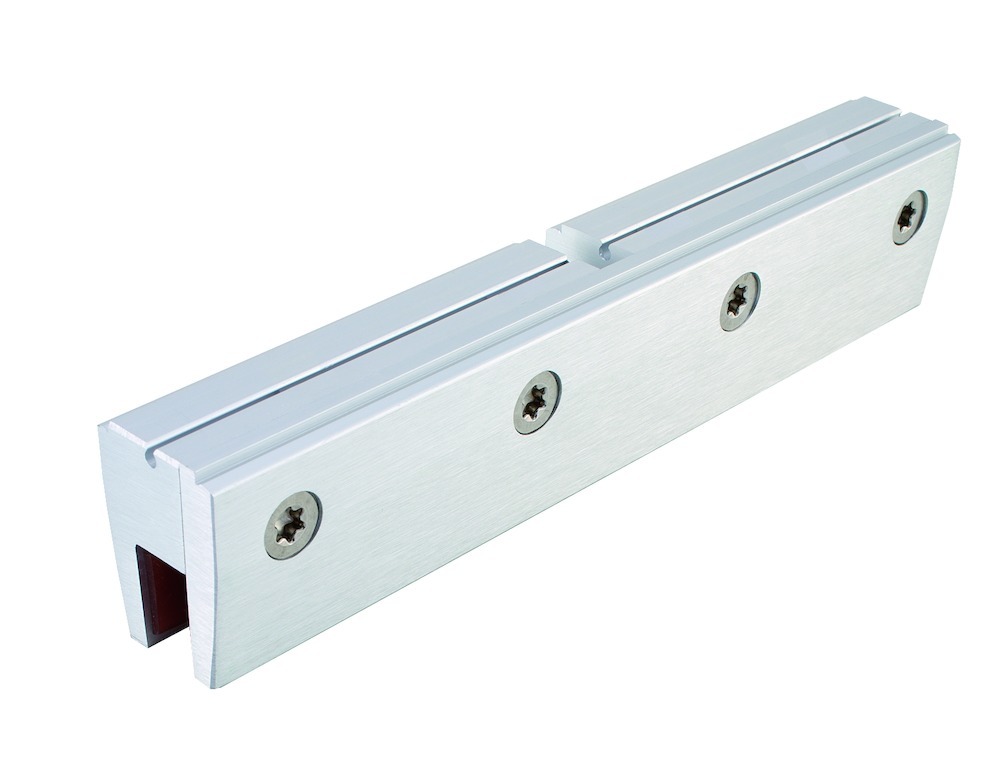 OT-Glasklemmplatte 27mm, 150, Aluminium silberfarbig eloxiert
