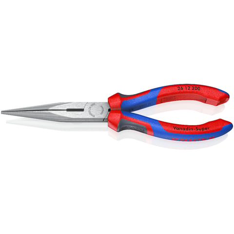 Knipex Flachrundzange mit Schneide (Storchschnabelzange) 200 mm schwarz atramentiert mit Comfort-Griffen