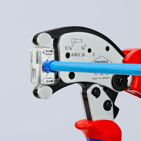 Knipex Twistor16® Selbsteinstellende Crimpzange für Aderendhülsen 97 53 18 mit drehbarem Crimpkopf 0.14-16mm²
