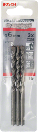 Bosch CYL-3 concrete drill bit 6mm set., Steinbohrer, Schlagbohrer, 6 mm, 3er-Set, Silberfarben