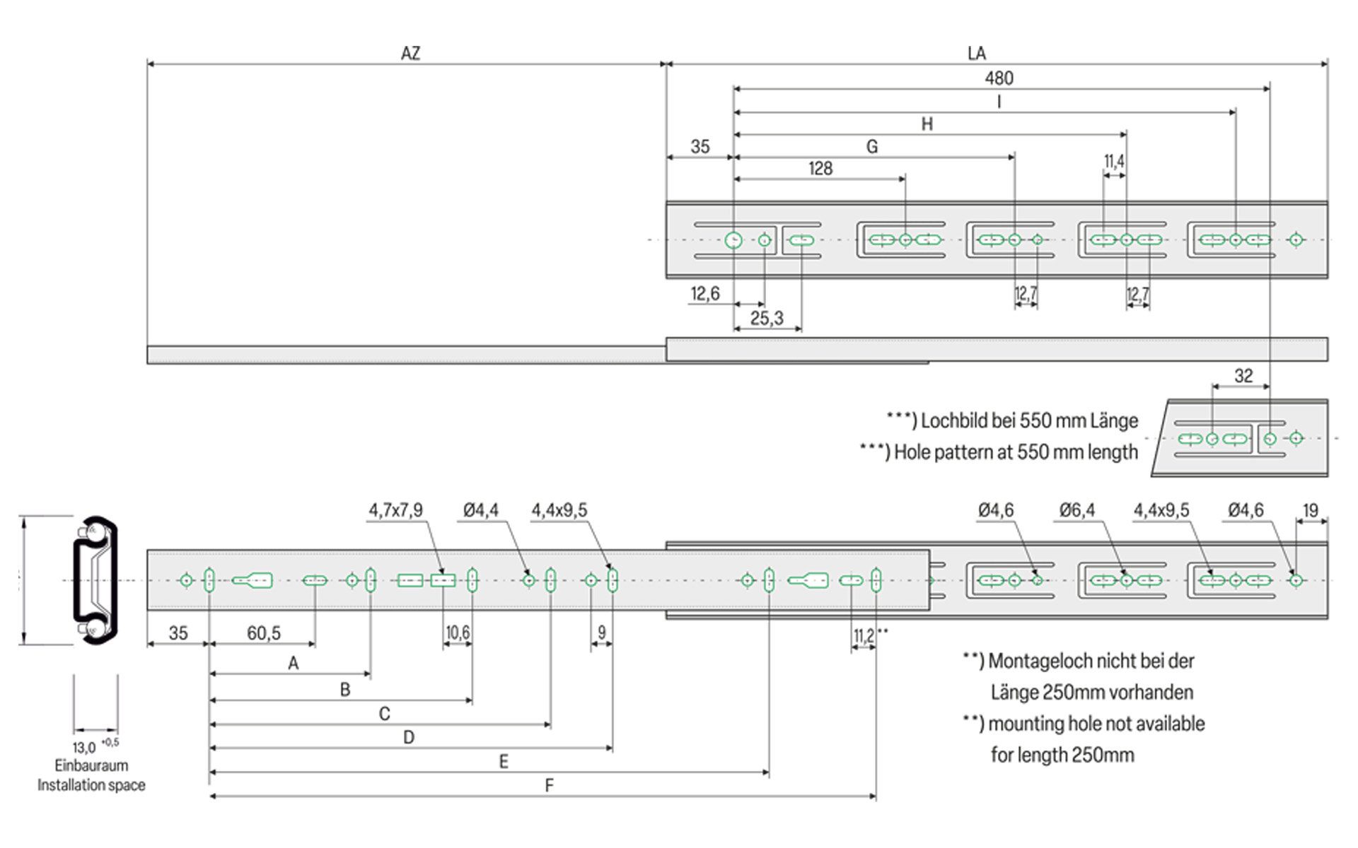 lineare Schiene, Montagehalter, Lochmuster, Metallstreifen, Montagefreiraum