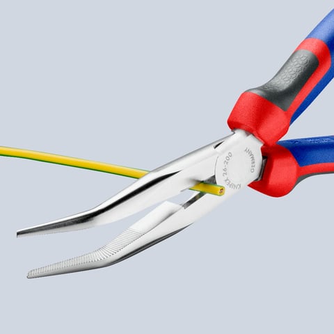 Knipex 26 25 200 Flachrundzange mit Schneide (Storchschnabelzange) verchromt 200 mm