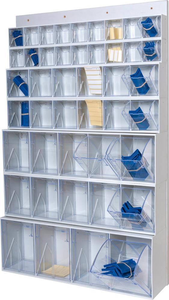 Hünersdorff MultiStore Wand-Set 44 Klarsichtbehälter hochschlagfest Kunststofflichtgrau