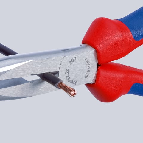 Knipex Flachrundzange mit Schneide (Storchschnabelzange) 26 21 200 200mm Kunststoff-Griff