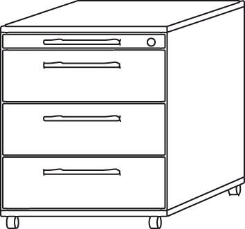 Hammerbacher Stand- und Roll-Container der Schreibtischserie O