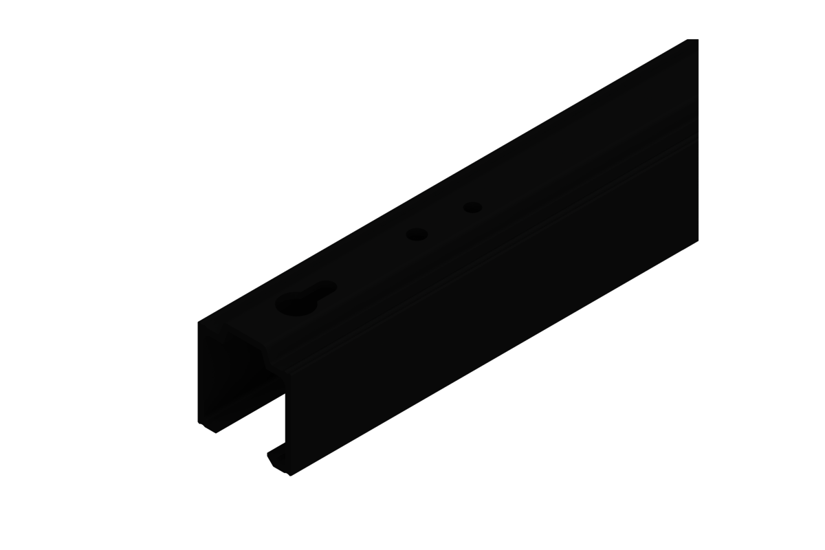 Woelm HELM 53/73 Laufschiene Aluminium blank, 1300 mm, oben gelocht