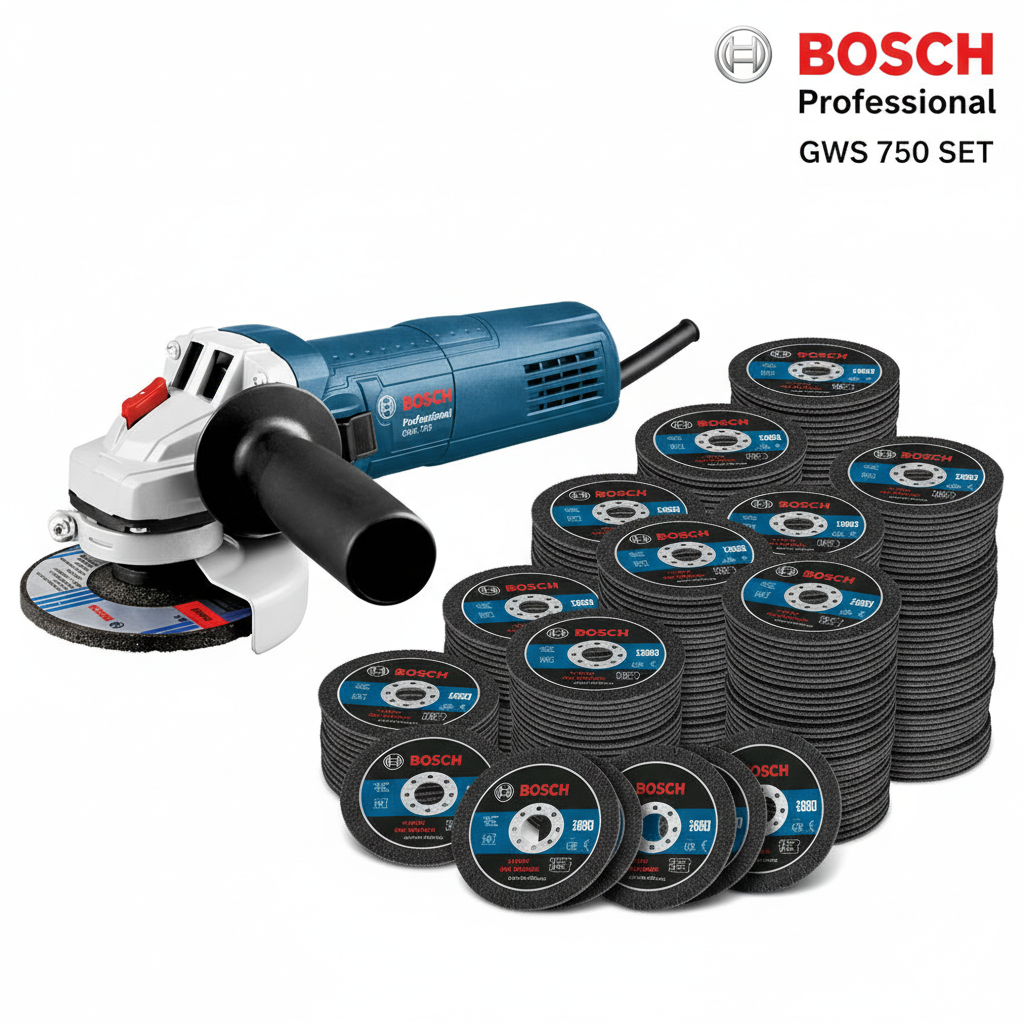 Bosch GWS 750 + Bosch PRO Inox+Metal Trennscheiben 125mm gerade - 200 Stück Maschine, Eishockey-Puck, Eisbahn, Eislaufen, Sport