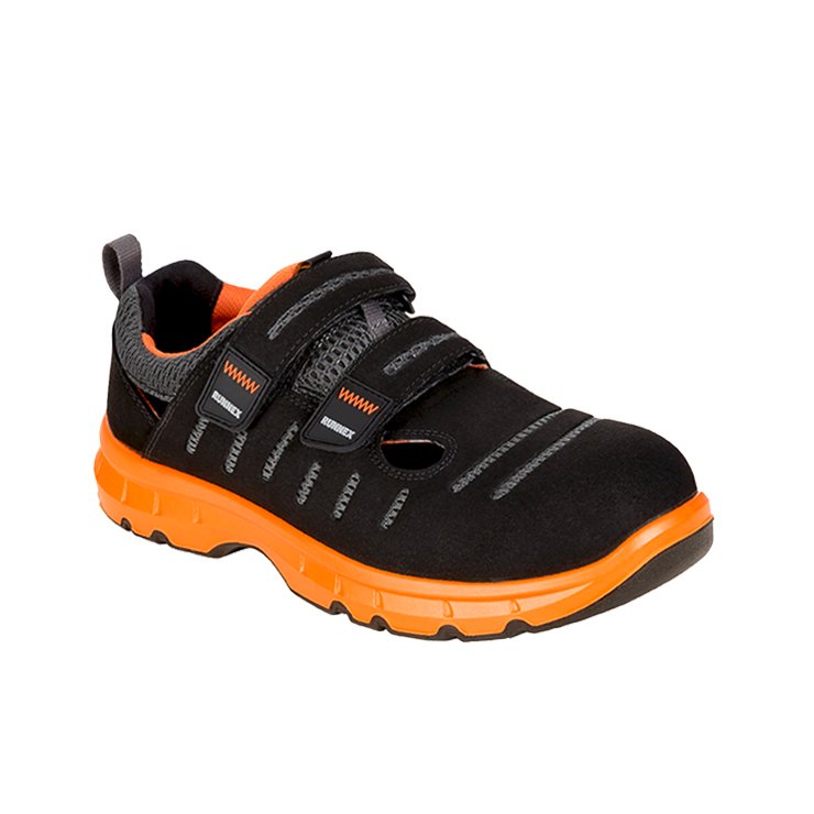 RUNNEX® S1P-ESD-Sicherheitsklettsandalen FlexStar 36, schwarz/orange