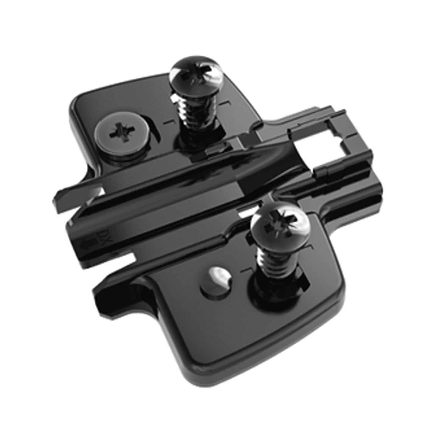 HETTICH Kreuzmontageplatte mit Direkt-Höhenverstellung, in obsidianschwarz, Lochreihe 37 x 32 mm, mit Euroschrauben (für Bohrung ø 5 x 12 mm), Distanz 3.0 mm