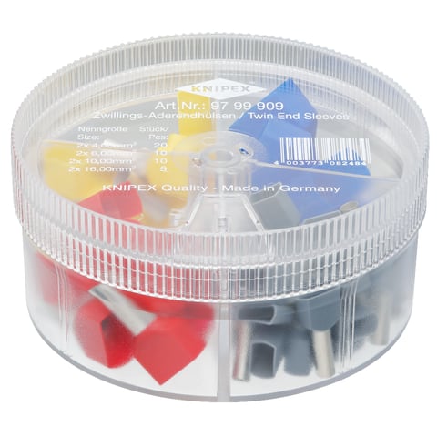 Knipex Sortimentsbox mit 45 Twin-Aderendhülsen 4-teilig 97 99 909
