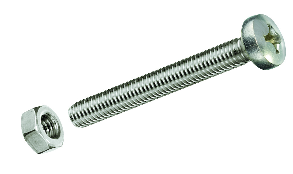 HSI DIN 7985 mit Mutter Edelstahl blank Linsenschraube mit Kreuzschlitz H