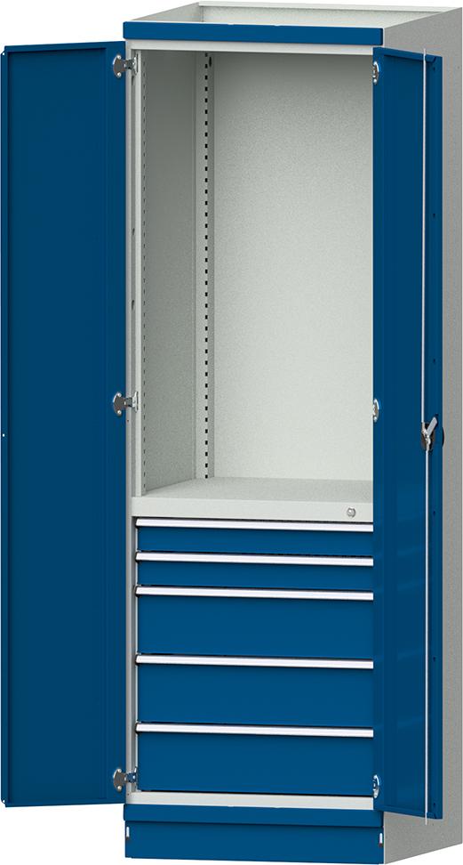 ANKE Modulschrank Modell 2410 B715xT720xH2200mm RAL 7035/5012 mit Türen 5 Schubladen