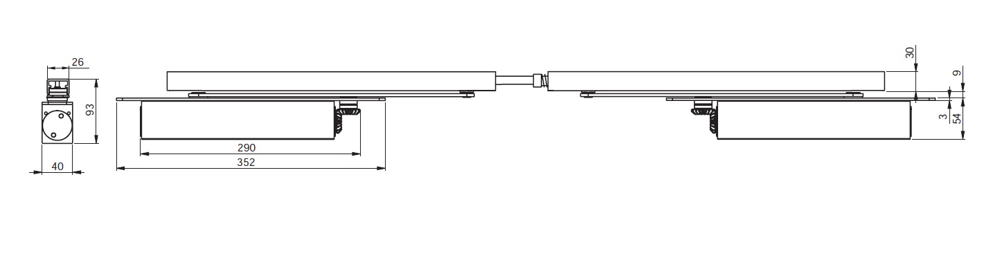 eff-eff ASSA ABLOY G881 Gleitschiene für Türschließer DCG881 silber EV1