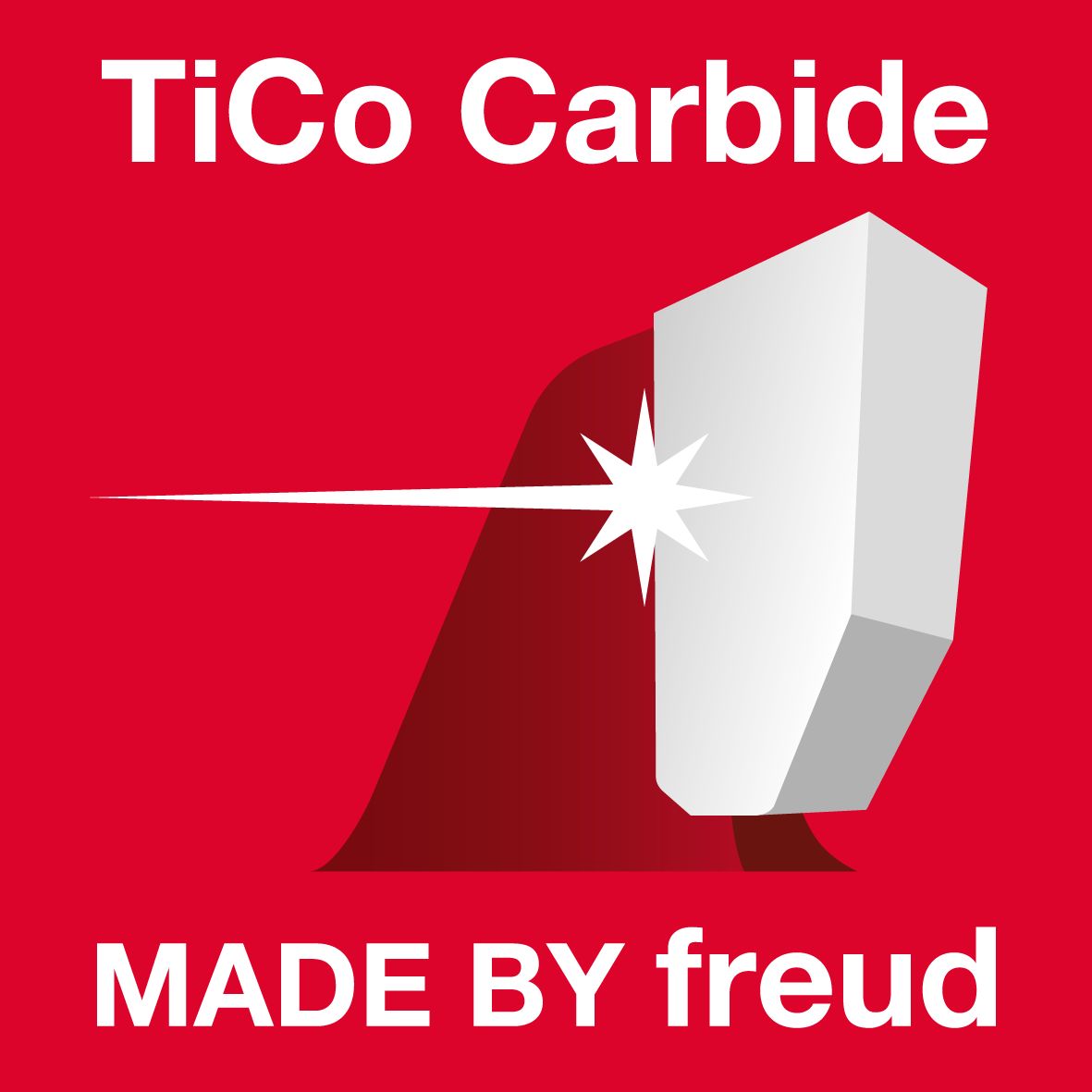 TiCo Carbide, Hartmetall, weiße Kante, roter Hintergrund, Winkelklinge