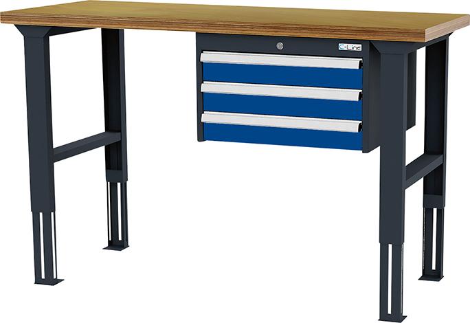FORUM Arbeitstisch, höhenverstellbar, 3 Schubladen 3x 100 mm