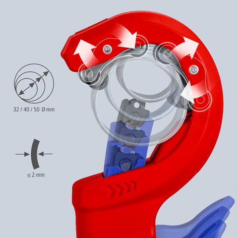 Knipex DP50 Rohrschneider für dünnwandige Kunststoff-Abflussrohre 90 23 01 BK