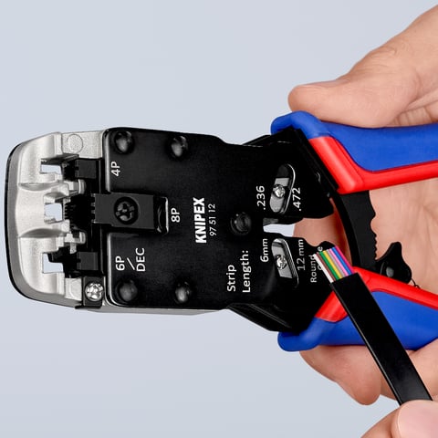 Knipex Crimpzange für Westernstecker 97 51 12 RJ10 RJ11/12 RJ45 200mm