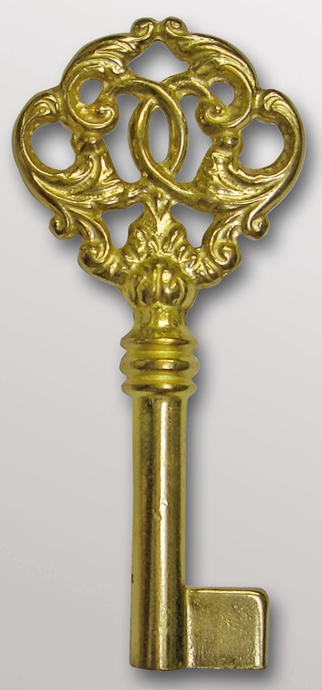 Möbel Zierschlüssel Messing poliert, Halmlänge 30 mm