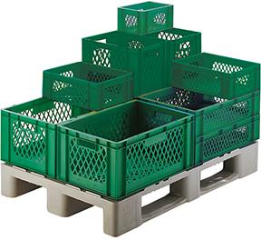 LA-KA-PE Transport-Stapelkasten, Wände und Boden durchbrochen, grün